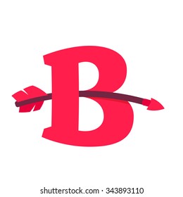 B letter with curved arrow. Vector design template elements for your application or corporate identity.
