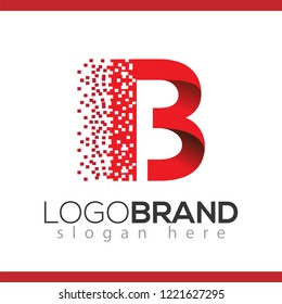 B letter data tech logo concept. letter with data vector template