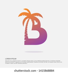 B letter design logotype. Palm icon in letter B.
