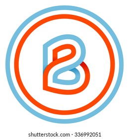 B letter design template. This letter can be used for a sports team identity. Also, it can be a red-white-blue colors ribbon flag.
