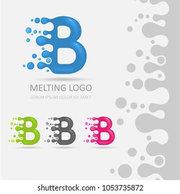 B Letter Design Vector with Dots. Melting logo.