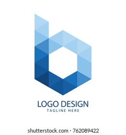 B Letter Design Vector With Hexagon