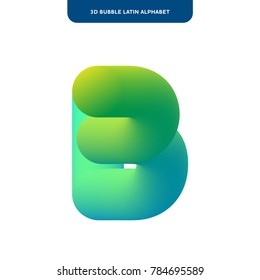 B letter design.Soft bubble 3D alphabet on a white background. Vector isolated letters.
