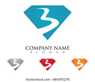 B Letter with Diamond Logo Template