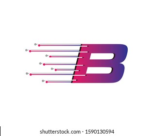 B Letter Digital Data Logo Icon, Fast Hi-tech B Design Concept.