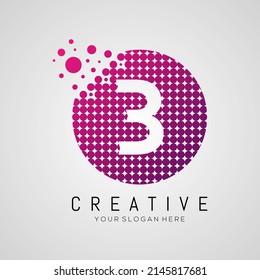 B Letter Dots Logo Design with Creative Trendy Bubbles and Purple Magenta Colors.