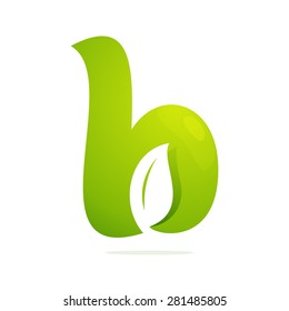 B letter eco logo, negative space volume icon