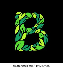 B letter ecology logo from a green leaves. Font style, vector design template elements for your application or corporate identity. - Vector