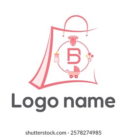 B letter ecommerce logo design concept 