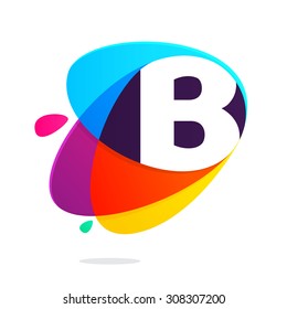 B letter with ellipses intersection logo. Abstract trendy multicolored vector design template elements for your application or corporate identity.