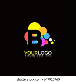 B letter event brand identity. Creative digital abstract and children style. Happy colorful balloon design.