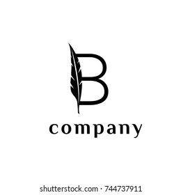 B letter feather vector logo design template