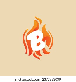B Letter Fire Logo, Burn, Red, orange, B Logo vector design template elements for your application or company.