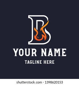 B Letter with Fire logo template