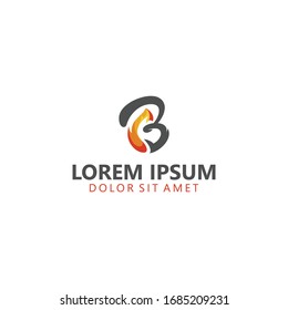 B Letter with Flame Fire logo vector