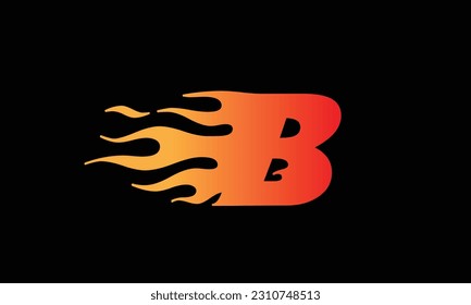 B Letter Flame Logo Design. Fire Logo Lettering Concept Vector