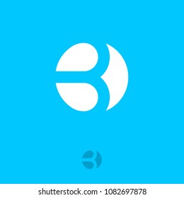 B letter. B flat monogram on a circle. Typography. Lettering design.