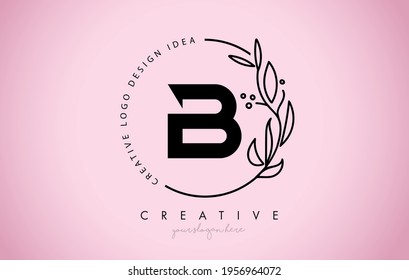 B Letter Floral Logo Design Creative Stock Vector (Royalty Free ...