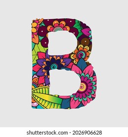 B Letter Flower Capital Alphabet Vector Stock Vector (Royalty Free ...