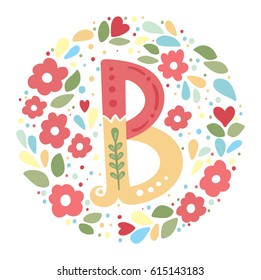 B letter in the flower circle