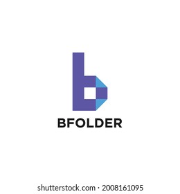B letter folded logo design template