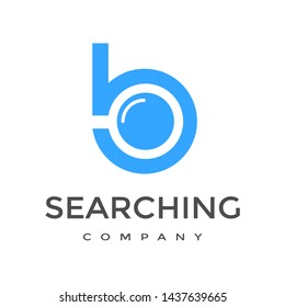 B Letter Or Font With Magnifying Glass Vector Logo Template. This Alphabet Can Be Used For Searching, Discovery Business.