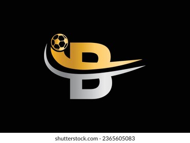 B Letter with Football Sports Logo Template Design. For Football Club Symbol Vector Template