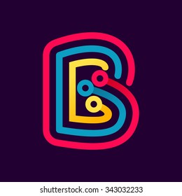 B letter formed by electric line. Font style, vector design template elements for your application or corporate identity.