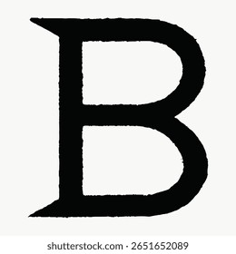 B letra, fonte estilo francês vintage ilustração isolada em branco, vetor. Fonte criativa e letra de tipografia, vetor isolado. Fonte preta vintage.