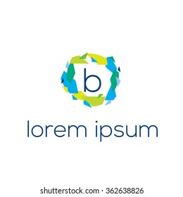 b letter geometric vector logo template (sign, symbol, icon)