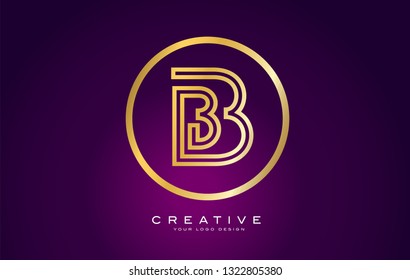 B Letter Gold Logo Design. Modern B Icon With Creative Golden Beautiful Monogram Design Vector Illustration.