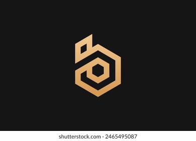 Logotipo de la marca de la Marca comercial de Vector dorado B Letter