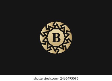 Logotipo de la marca de la Marca comercial de Vector dorado B Letter
