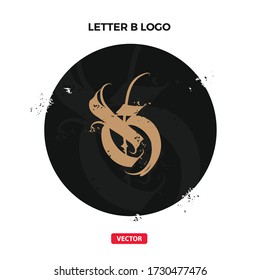 B Letter Gothic Calligraphy Logo. Initial B Letter Medieval old Logotype