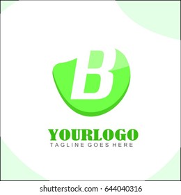 B letter green circle logo. Simple brand identity health, food, tech, eco & friendly for your business