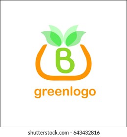 B letter green identity. Tree leaf vector logo design, eco-friendly concept.
