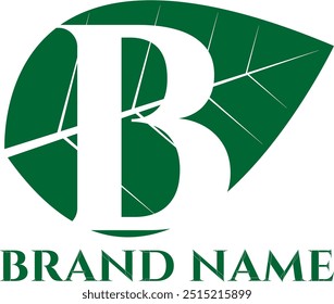B letter green leaf logo