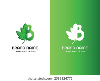 B Letter green Leaf Logo