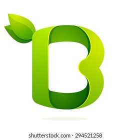 B Letter Green Leaves Eco Logo Stock Vector (Royalty Free) 294521258 ...