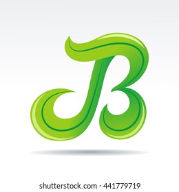 B Letter Green Leaves Eco Logo Stock Vector (Royalty Free) 441779719