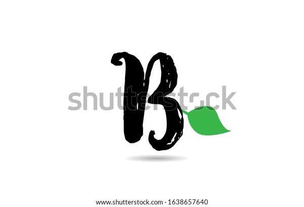 B Letter Grunge Handwritten Geen Leaf Stock Vector (Royalty Free ...