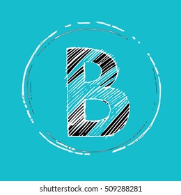 B letter hand drawn vector illustration. G letter grunge sign (symbol, emblem, icon)