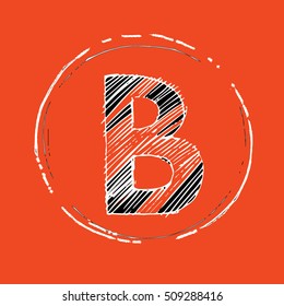 B letter hand drawn vector illustration. G letter grunge sign (symbol, emblem, icon)