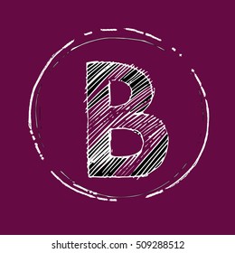 B letter hand drawn vector illustration. G letter grunge sign (symbol, emblem, icon)