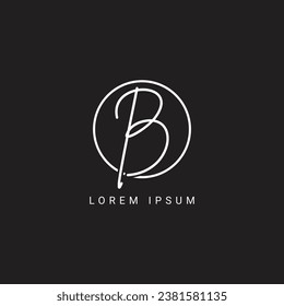 B letter hand written logo monogram with circle vector template.