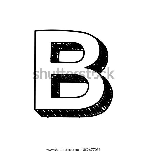 B Letter Handdrawn Symbol Vector Illustration Stock Vector (Royalty ...