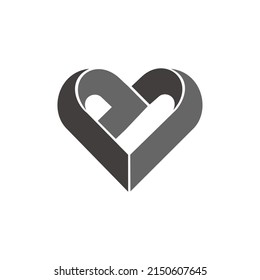 B letter  heart logo. Vector image