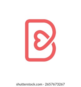 B Letra corazón Vector abstracto moderno logo