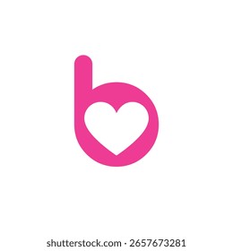 B Letra corazón Vector abstracto moderno logo