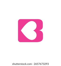 b letter heart vector abstract modern logo